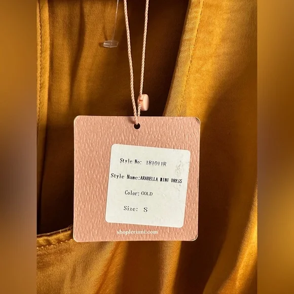 LERUMI Deep Gold Wrap Mini Dress SIZE SMALL 2 4 Luxe Holiday Party Star Show Hot - Picture 3 of 8